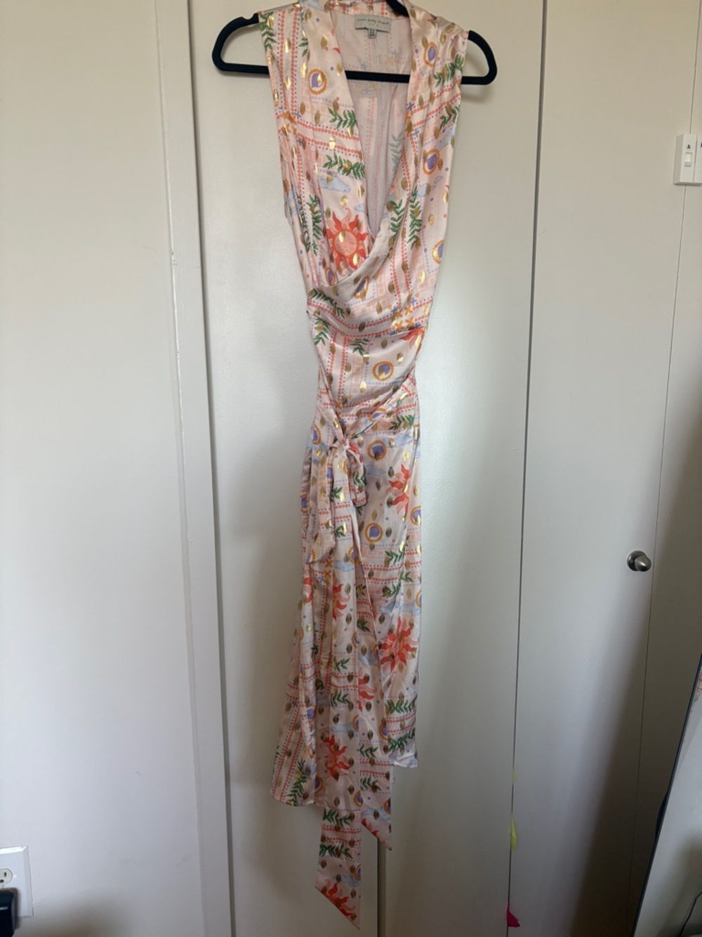Printed Never Fully Dressed Wrap Maxi Dress with Tie Waist